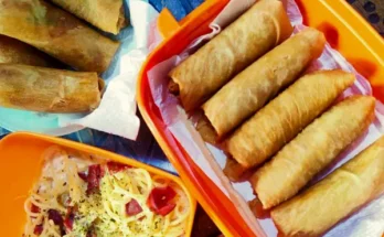 Kotak bekal berisi lumpia isi bihun dan sayur