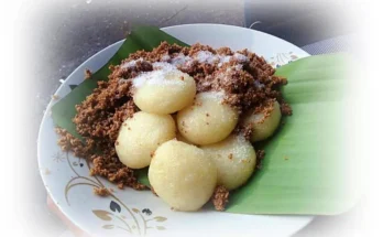 Sepiring oli jepret khas bogor dari singkong dengan taburan serundeng dan gula pasir.