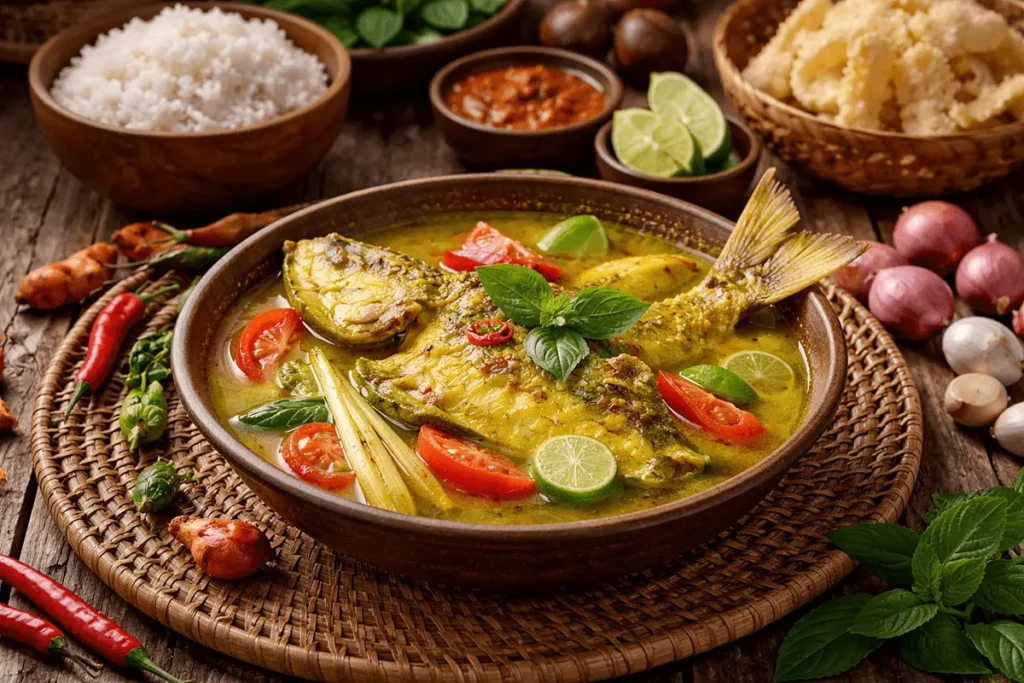 Semangkuk sup ikan kuah kuning khas Maluku dan Papua