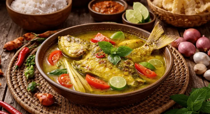 Semangkuk sup ikan kuah kuning khas Maluku dan Papua