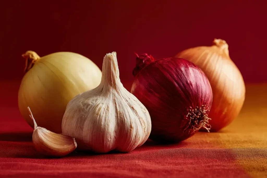 Bawang putih, bawang merah, dan bawang bombay