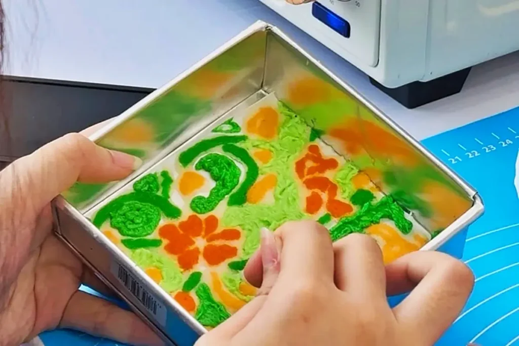 Proses pembuatan Dessert Box Batik Cake dengan oven listrik Polytron