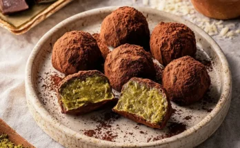 Beberapa kue Dubai Chewy Cookies di atas nampan, sebagian sudah dbelah tengahnya untuk menampakkan isi dalamnya