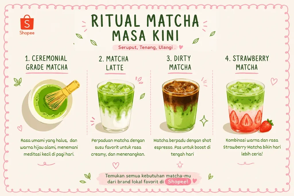 Infografis ritual matcha masa kini